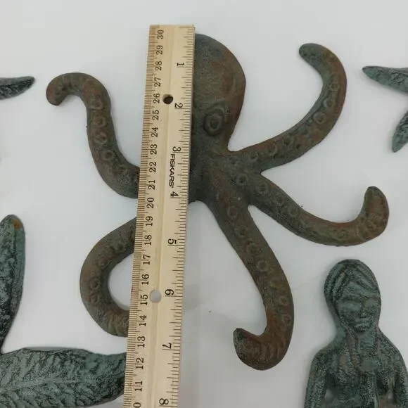 Bath Metal Coastal Mermaid Starfish Green Distressed 7 pcs - Picture 5 of 16